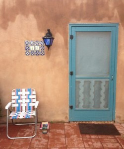 Simple Gifts: a chair, a cup of tea, a journal; on the patio